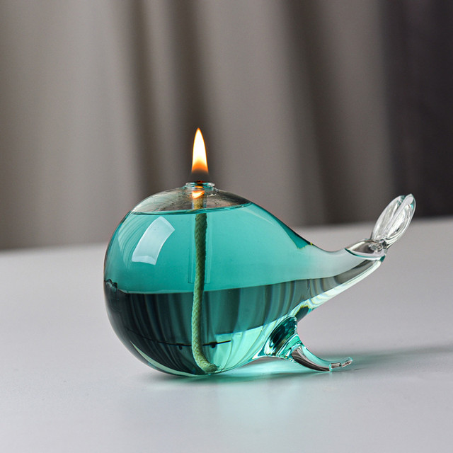 Refillable Glass Liquid Candle Small Hand Blown Clear Glass Oil Lamps  Decorative Whale Glass Candle Oil Lamps - AliExpress